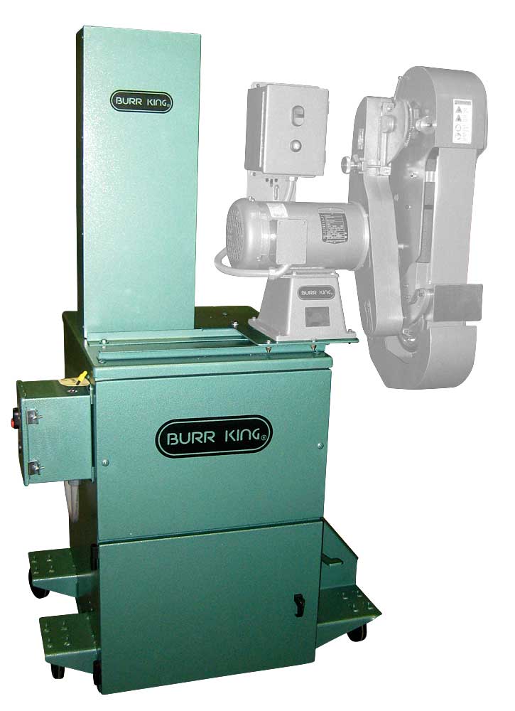 BK75 dust collector with a Burr King 960-400 belt grinder.   Shown with optional full wrap dust scoop